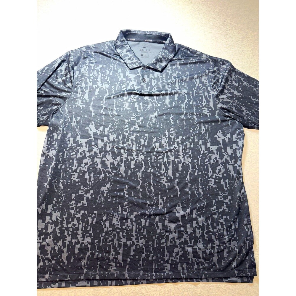 Mens Polyester Nike Dri-FIT Polo Shirt XXL Gray/Black Camo Pattern